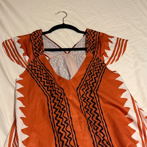 Vibrant Orange Patterned Maxi Dress - Picture 3 of 3